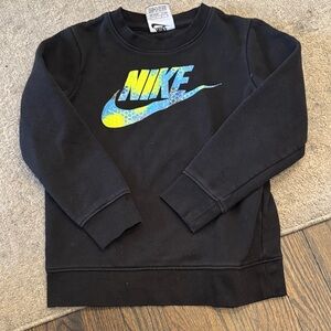 Nike Black Crewneck with Blue and Yellow Graphic